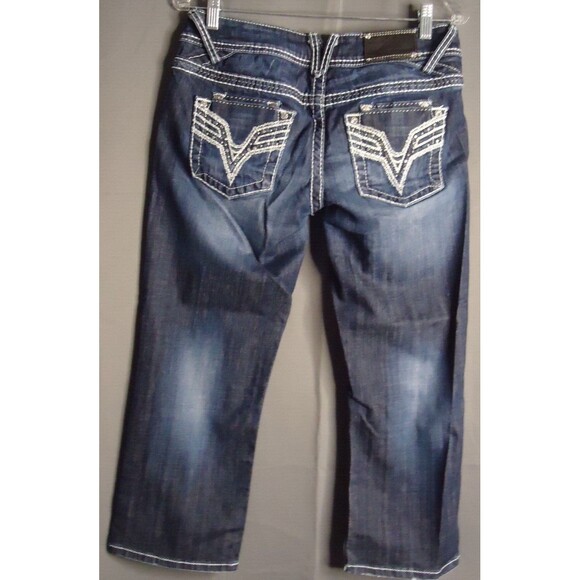 Vigoss The Dublin Capris Juniors 5x21" Low Rise Med Wash Stretch Heavy Stitching - Picture 10 of 10